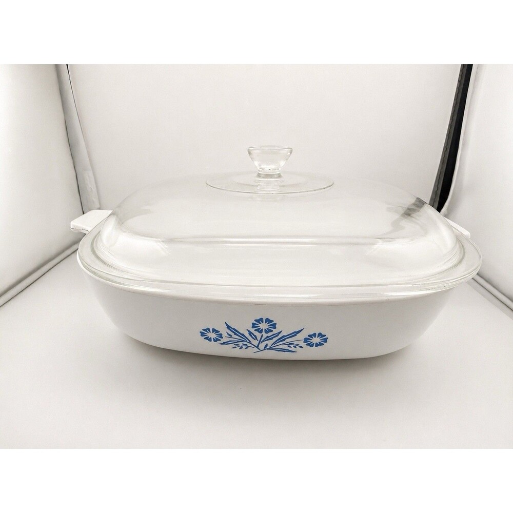 Corning Ware Blue Cornflower P-10-B 10" Baking Dish Pyrex Lid 26B